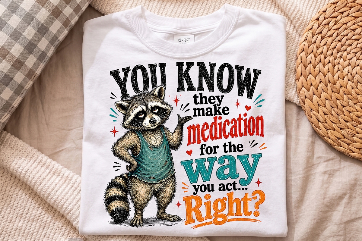 Sarcastic Raccoon Medication PNG, a Seasonal Illustration by Libby Wishes (Photo 2 of 4)