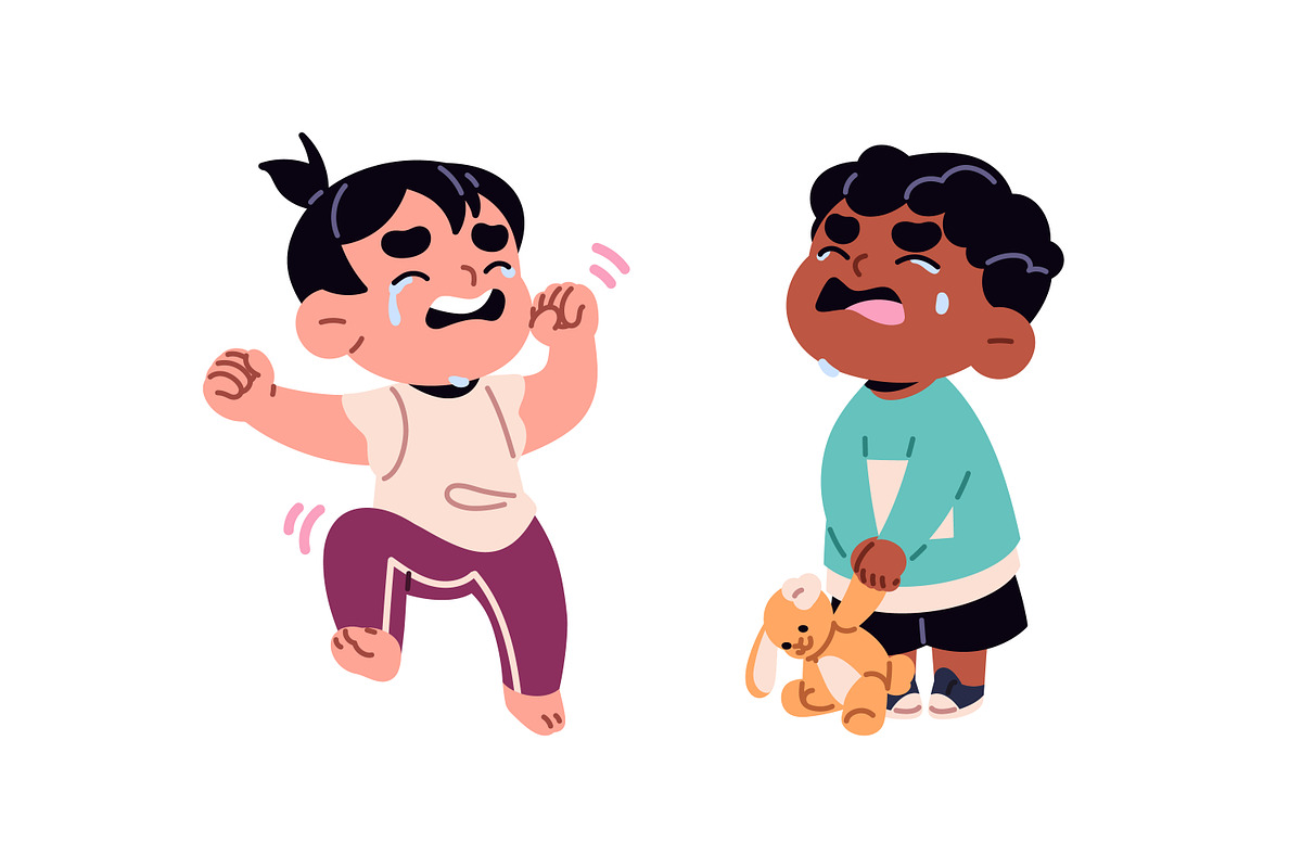 Sad, unhappy children crying set, a Person Illustration by PaperTrident (Photo 2 of 6)