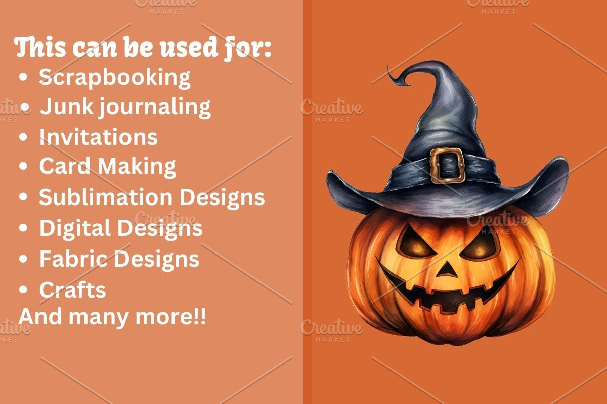 Jack O Lantern Watercolor Clipart, a Seasonal Illustration by Gloria Designed It (Photo 3 of 7)