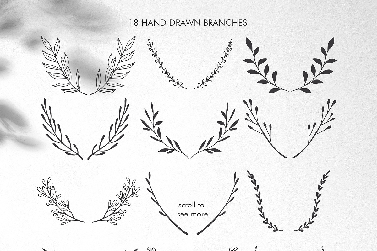 Hand drawn wreath, branches., a Decorative Illustration by Ekaterina (Photo 4 of 8)
