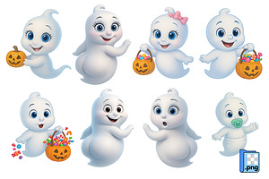 Ghosts Halloween Clipart, a Characters & Person 3D Model by MISS CHATZ
