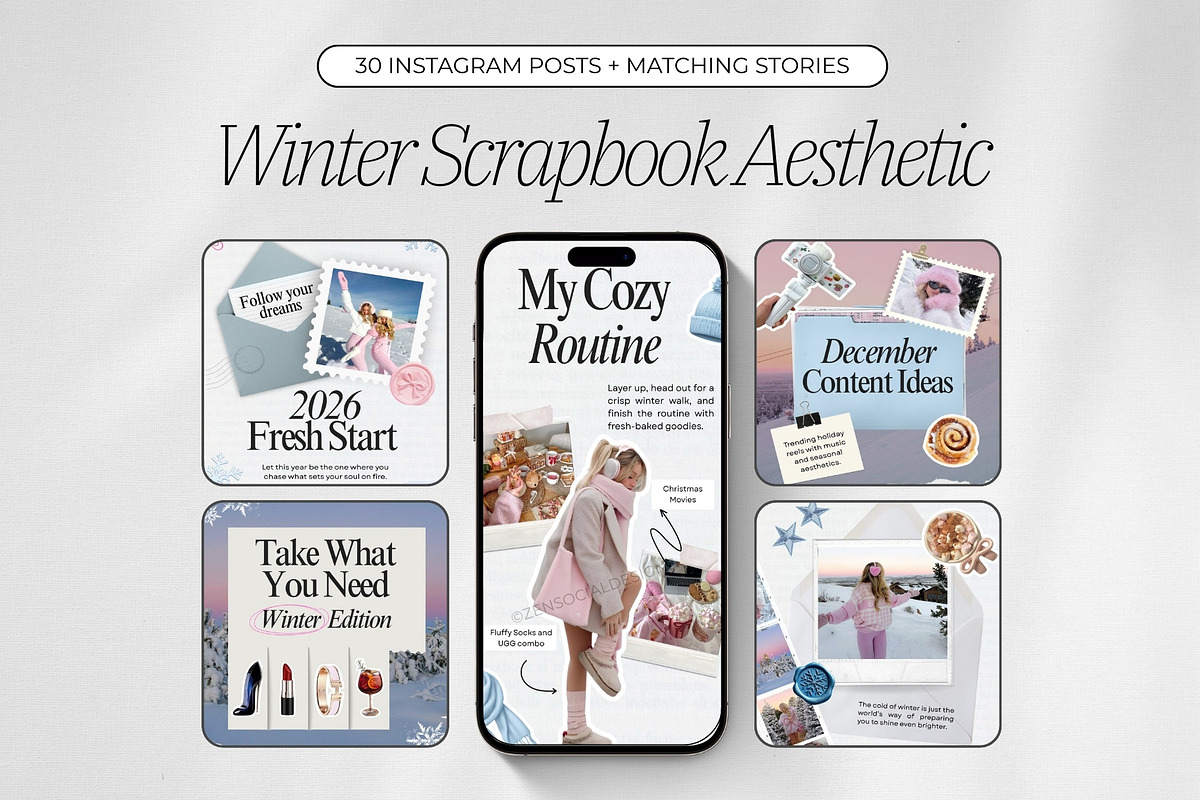 Winter Scrapbook Aesthetic, a Social Media Template by ZenSocialDesigns (Photo 1 of 9)