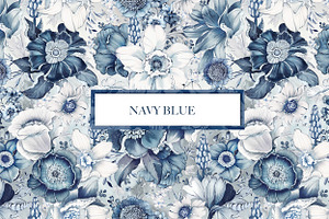 Blue Garden Seamless Patterns