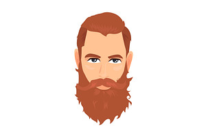 Bearded Guy Icon. Colored Vector