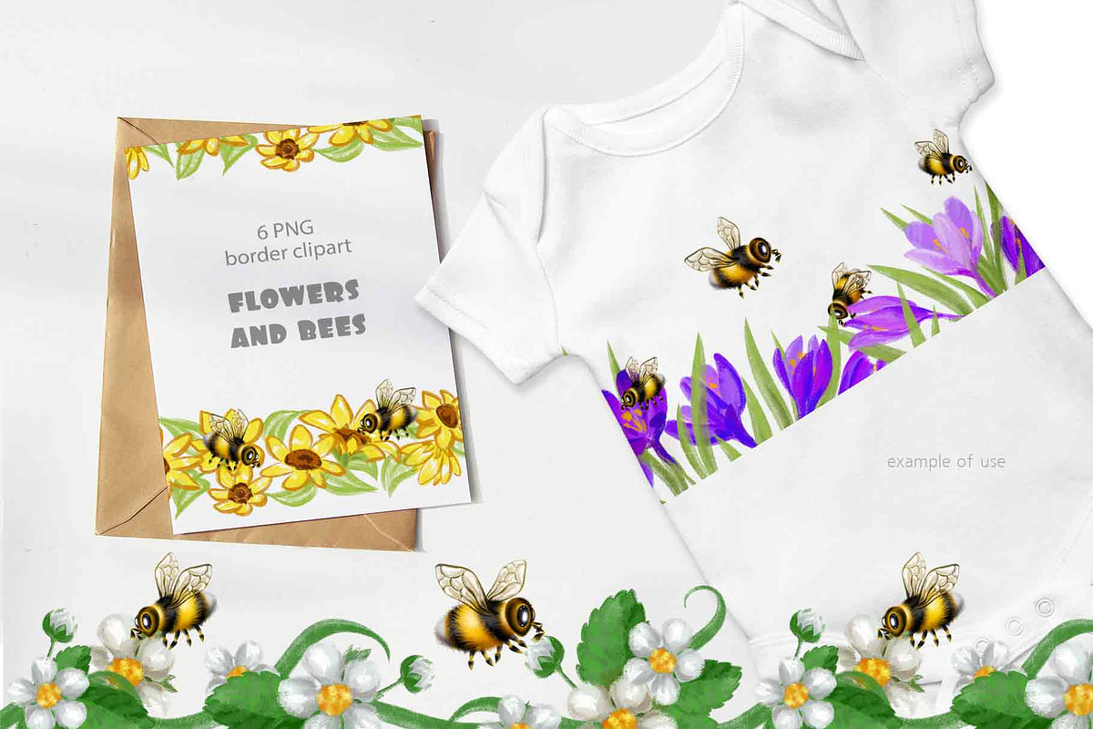 Honey Bee & Wildflowers graphics set, an Illustration by PinskaDrawCute (Photo 7 of 14)