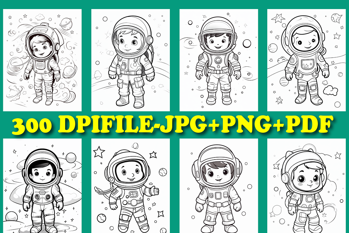 200 Space Coloring Pages for Kids, a Brochure Template by Design Station (Photo 2 of 6)