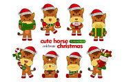 cute horse celebrate christmas, an Animal Illustration by MEDZ (Thumbnail 1 of 2)