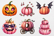 Pink Glam Halloween Pumpkin Clipart, an Illustration by CrexoraLab (Thumbnail 2 of 4)