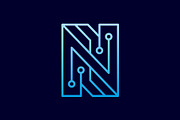 N Initial Letter Tech Dots Logo, a Branding & Logo Template by Buqancreative (Thumbnail 1 of 4)