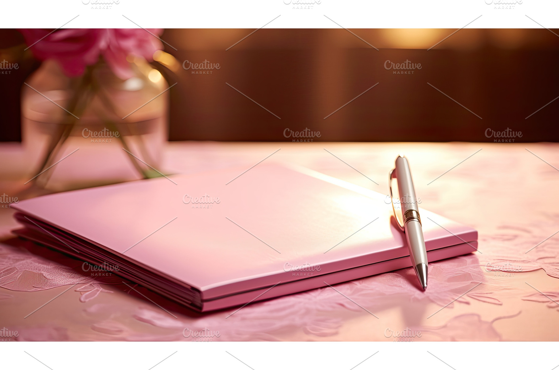 elegant pink notepad ai generated, a Background Photo by pikepicture