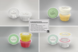 Clear Round Sauce Containers Mockup