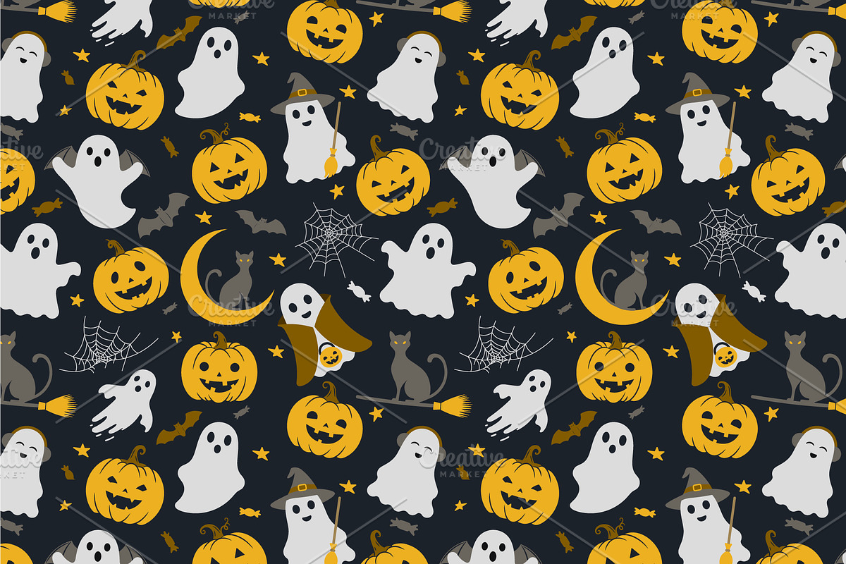 Cute Halloween seamless pattern, a Pattern Graphic by Yayasya (Photo 3 of 3)