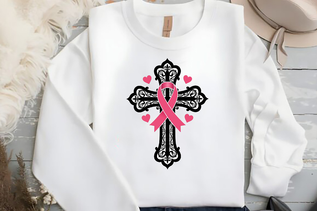 Pink Ribbon Cross PNG File, an Illustration by Black Bird Studio (Photo 2 of 4)