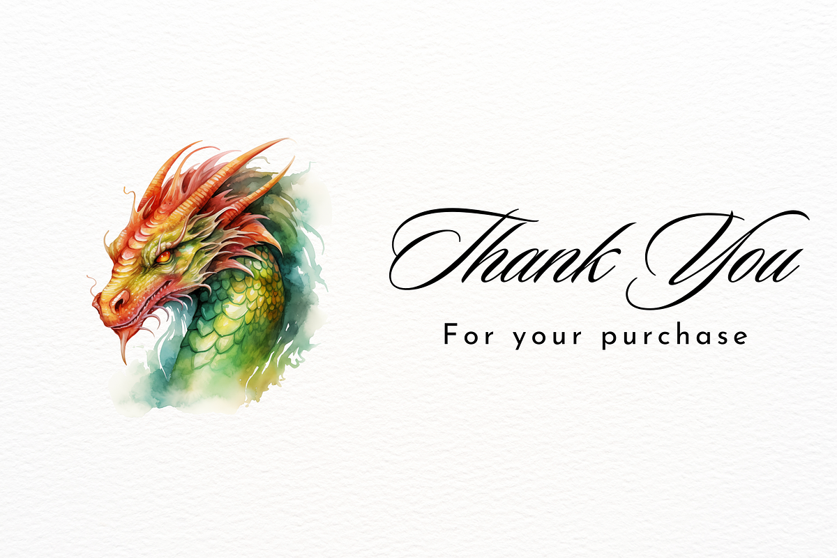 Mystic Dragon Watercolor Clipart, an Animal Illustration by New-School-Wave (Photo 5 of 5)