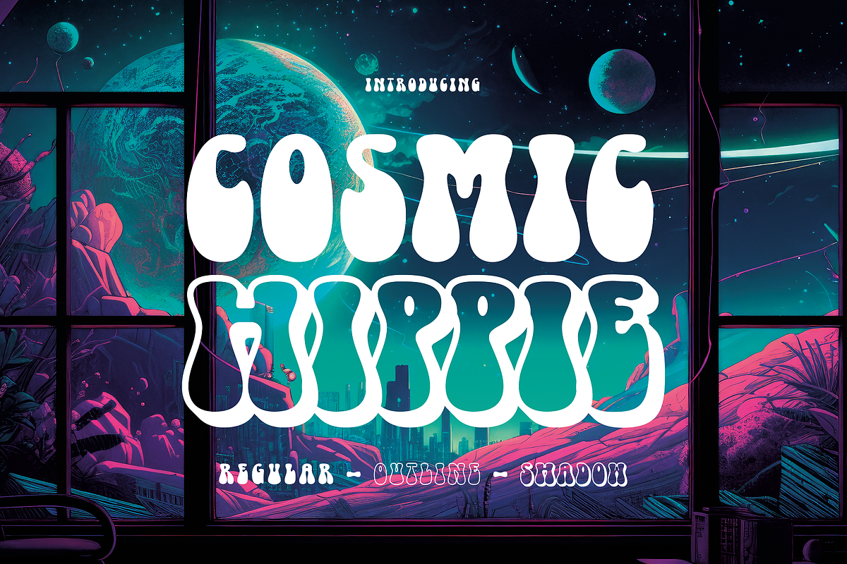 Cosmic Hippie - Groovy Font, a Sans Serif Font by HipFonts (Photo 1 of 10)
