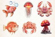 Red Ocean Animals Clipart, an Illustration by Dream Creation (Thumbnail 4 of 6)
