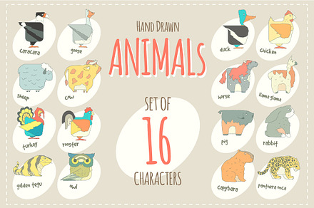 Flat design vector animals icon set