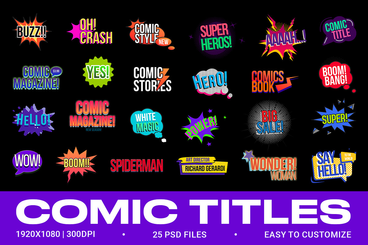 Comic Titles, an Object Graphic by Pixflow