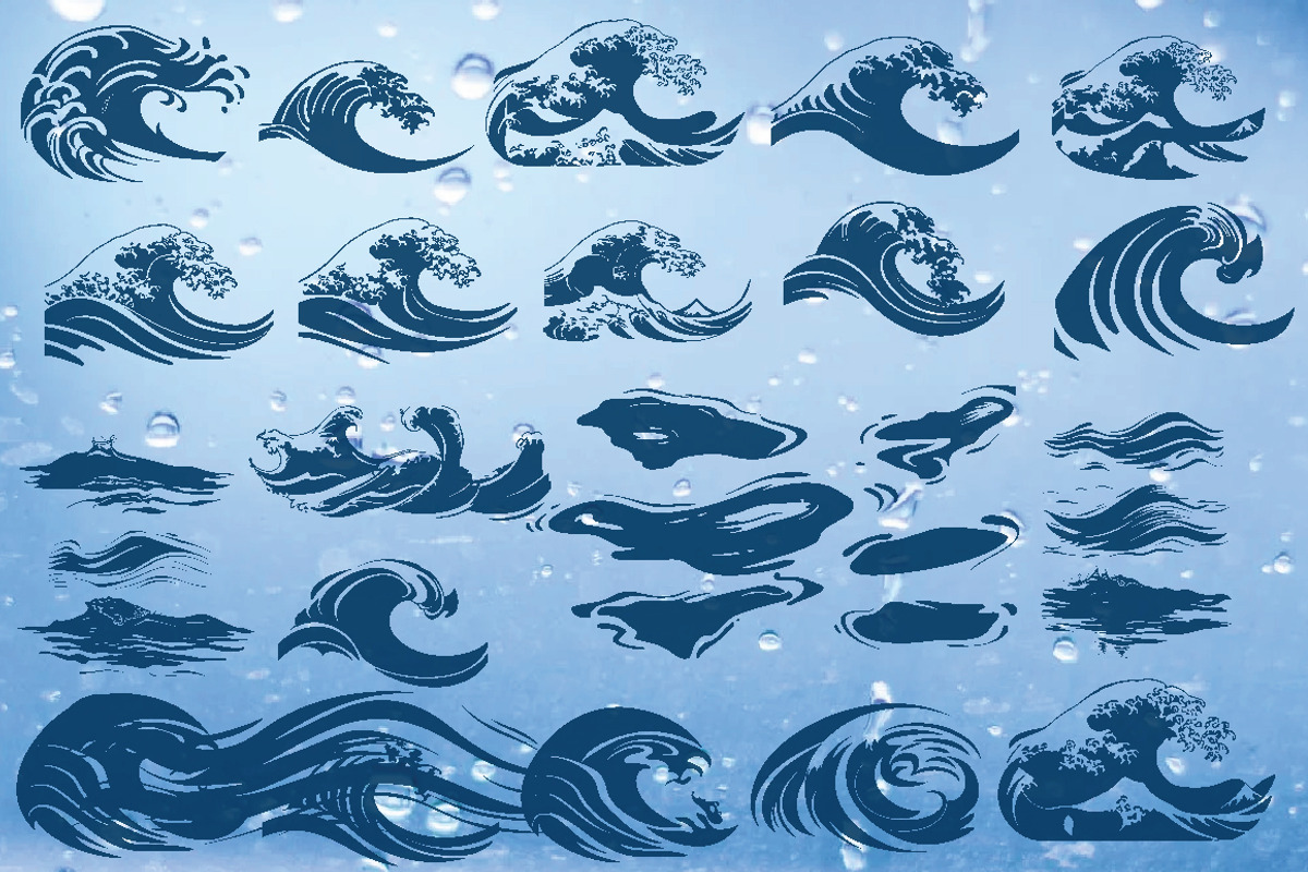 70+ Water Waves Silhouette, a Decorative Illustration by jongcreative (Photo 4 of 7)