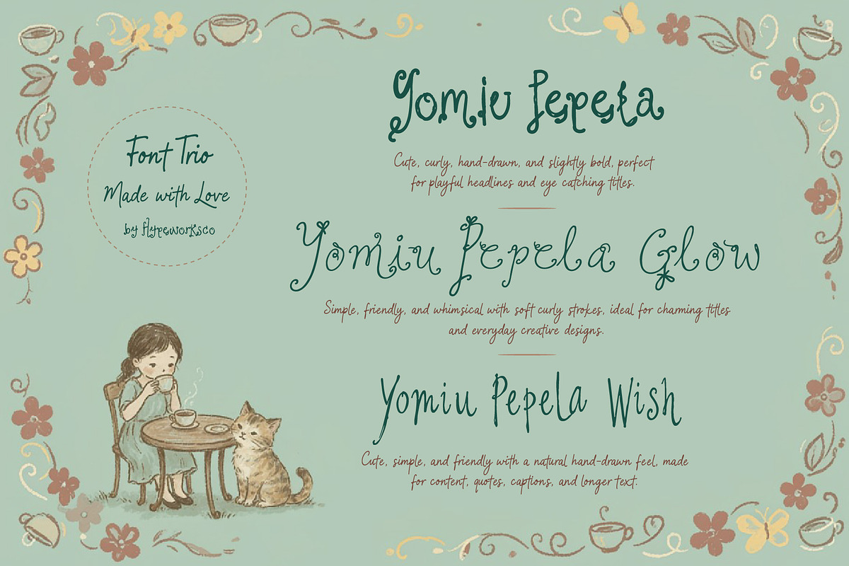 Yomiu Pepela Font Trio of Wonder, a Handwritten Font by HypeWorksCo (Photo 2 of 33)