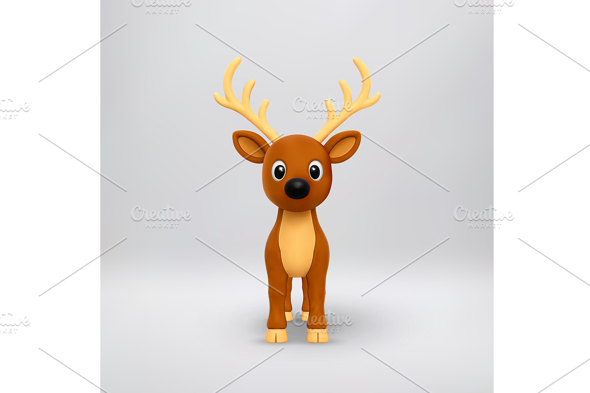 Cute 3D rendering of a brown deer, an Animal Illustration by Abscent