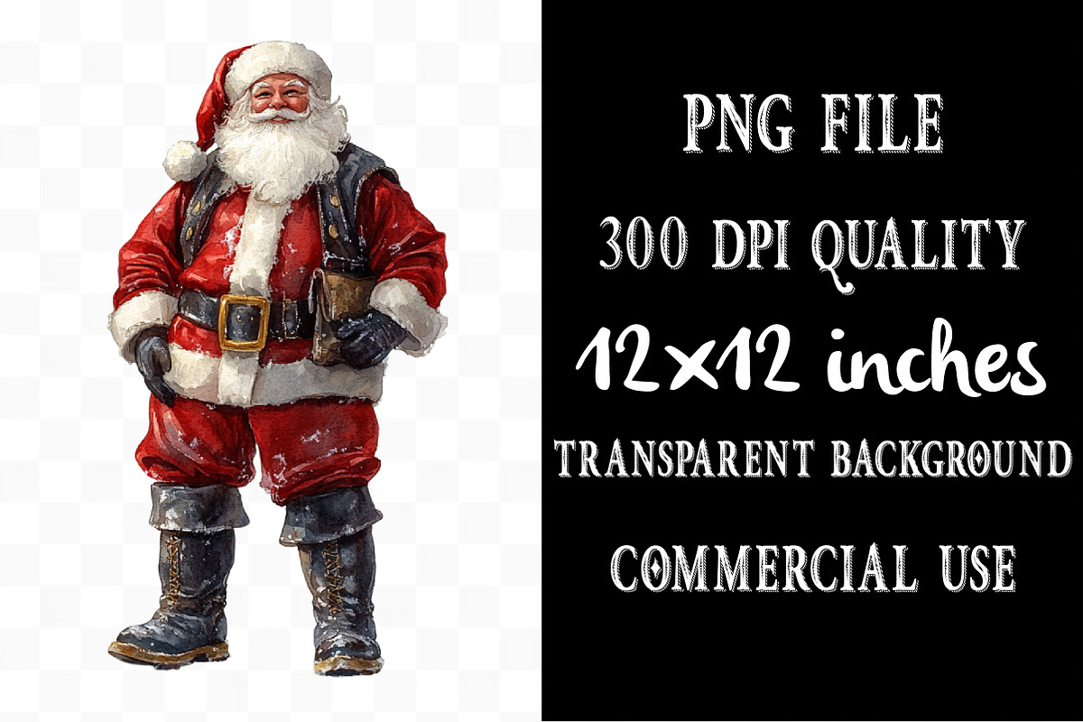 Dark Glittering Christmas Santa PNG, an Illustration by Designking (Photo 4 of 5)