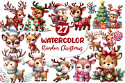 Cute Reindeer Christmas Clipart, an Illustration by Dream Creation (Thumbnail 1 of 6)