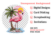 Watercolor Summer Flamingo Clipart, an Illustration by Dream Creation (Thumbnail 7 of 7)