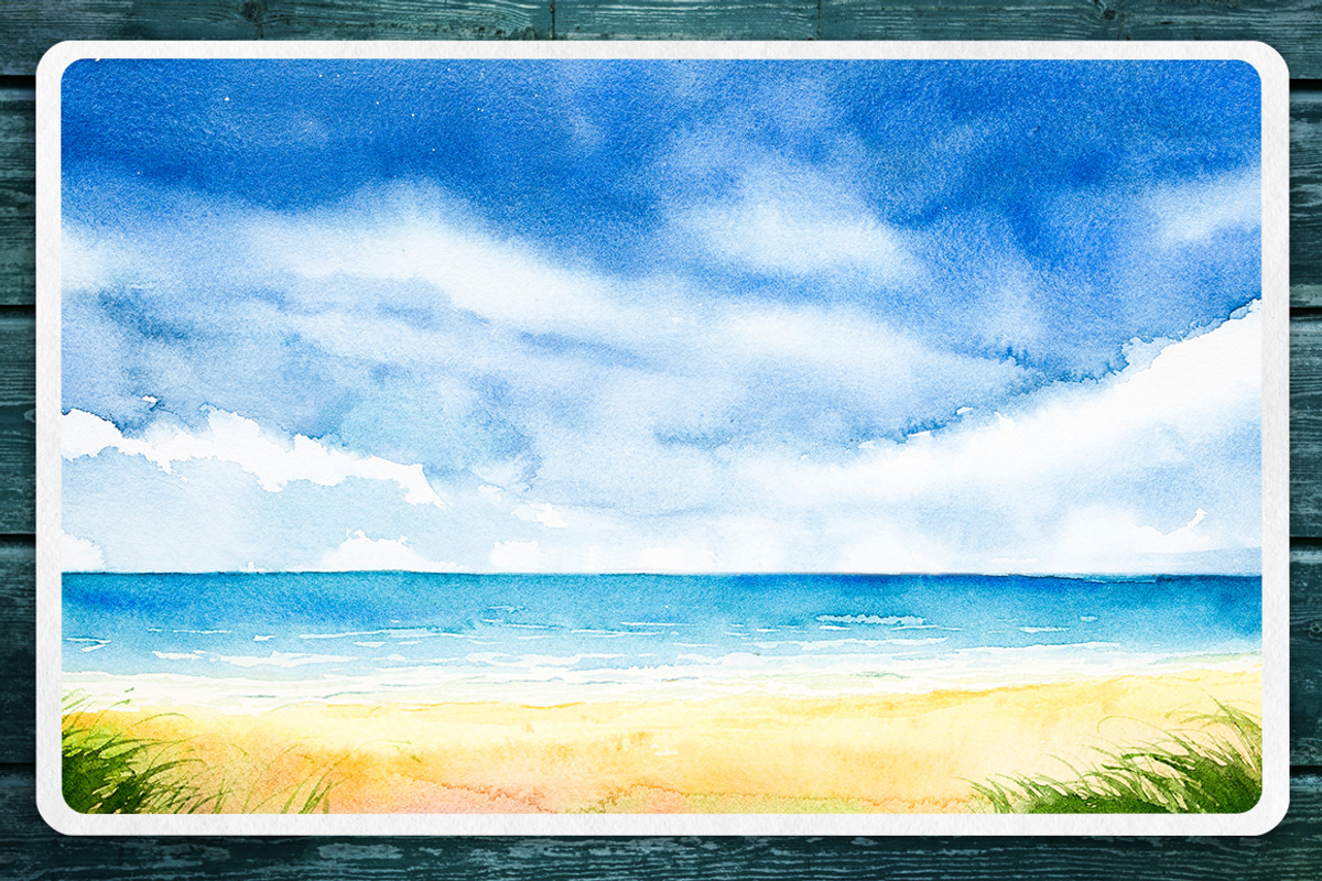 Seascapes 2. Watercolor set., an Illustration by AlexGreenArt (Photo 6 of 9)