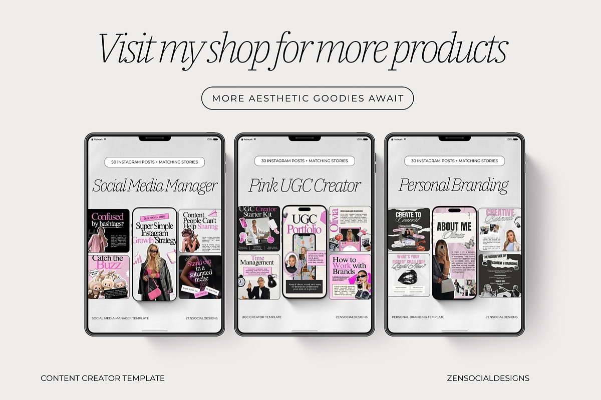 Content Creator Instagram Templates, a Social Media Template by ZenSocialDesigns (Photo 9 of 9)