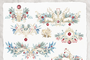 Watercolor Christmas Borders, Xmas