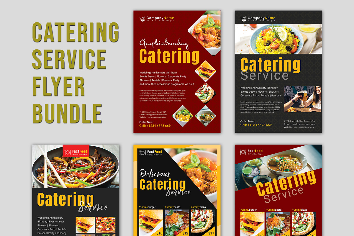 Catering Service Flyer Bundle, a Flyer Template by graphicsunday (Photo 1 of 6)