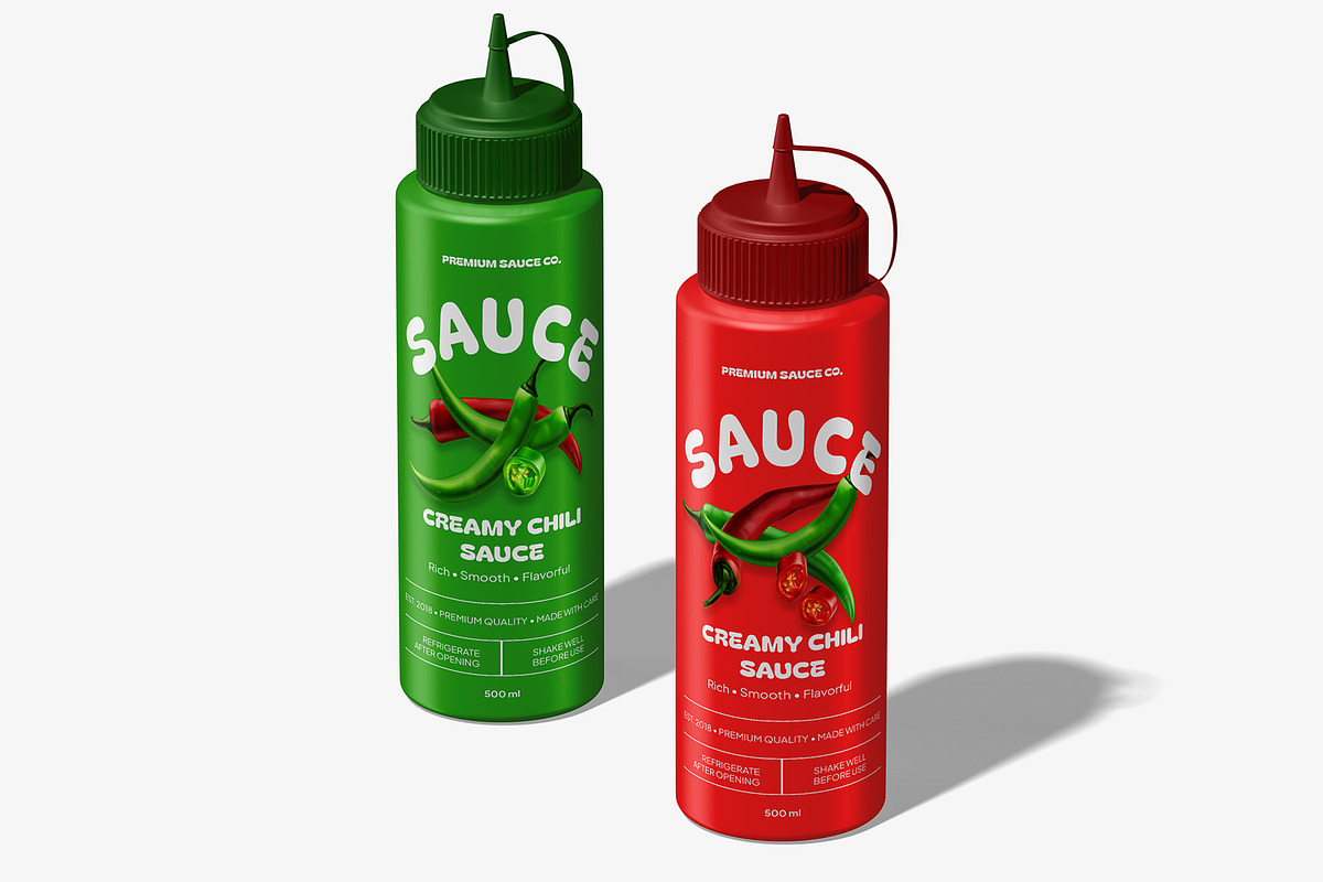 Plastic Sauce Squeeze Bottle Mockup, a Packaging Mockup by Permadi Creative (Photo 4 of 5)