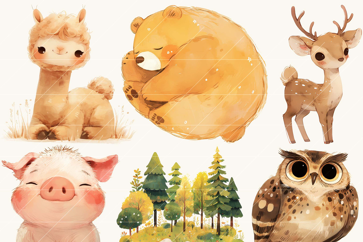 Watercolor Boho Woodland Clipart, an Animal Illustration by BusyDaydesign (Photo 3 of 8)