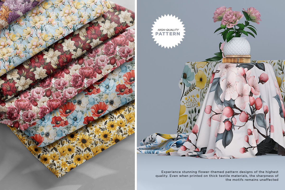 Botanical Summer Flower Pattern Set, a Pattern Graphic by Vibrand Studio (Photo 7 of 12)