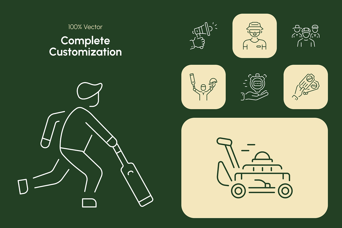 Cricket Icon Art Set, an Outline Icon by Prosymbols (Photo 5 of 7)