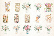 Floral Boho Can Glass Clipart, an Illustration by DreamCafeArt (Thumbnail 3 of 5)