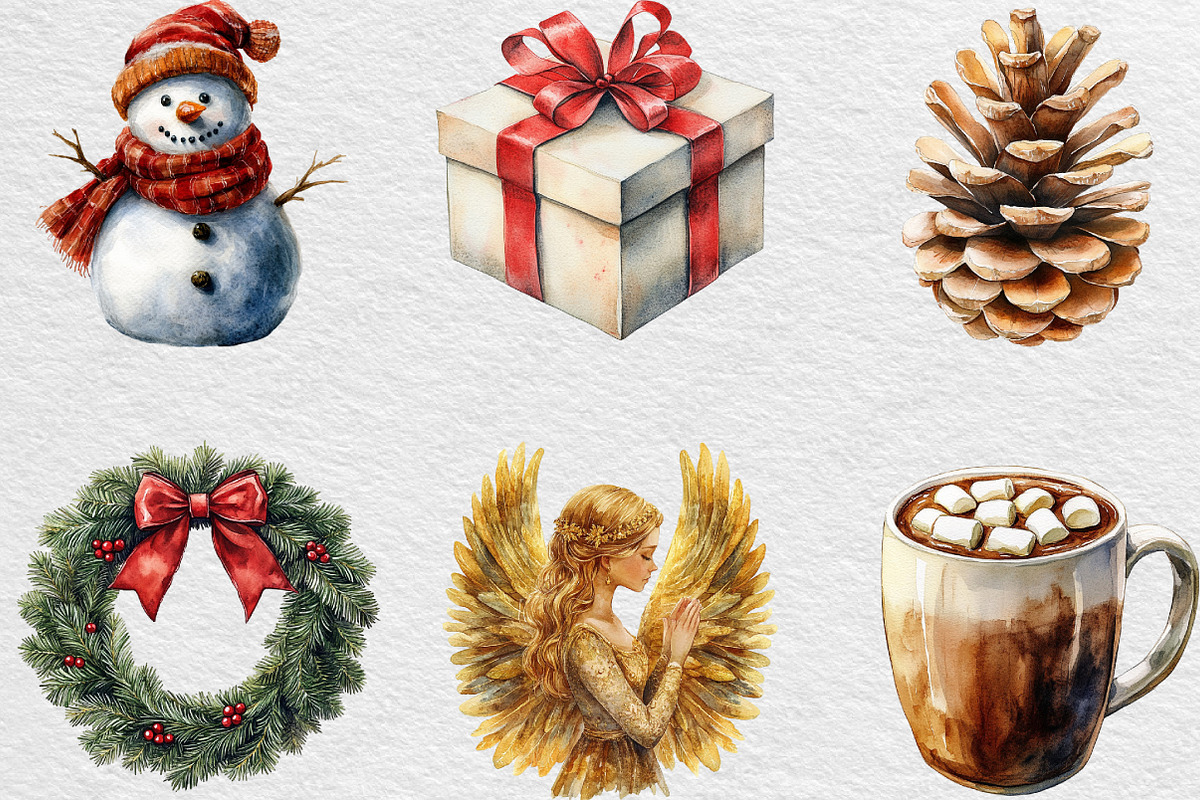 Watercolor Christmas Clipart Bundle, an Illustration by Black Bird Studio (Photo 5 of 6)