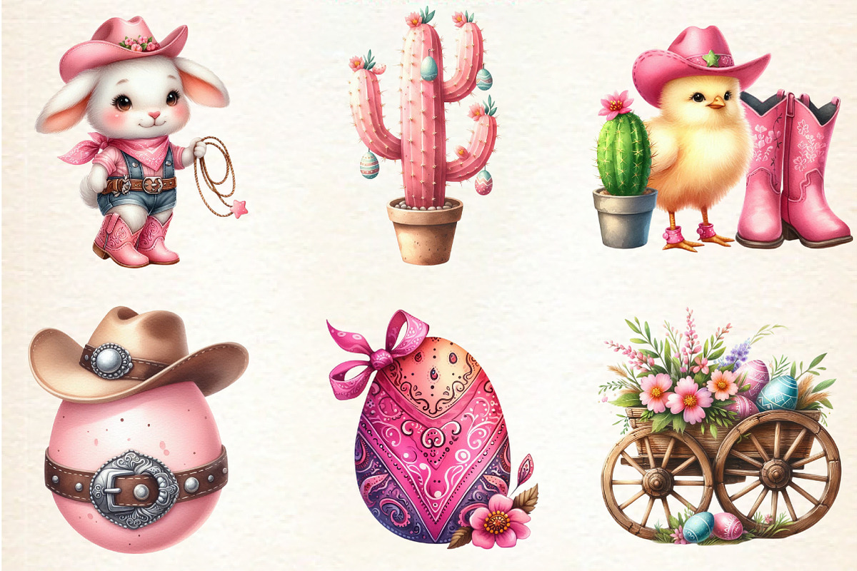 Pink Western Easter Clipart, an Illustration by DreamArtGraphic (Photo 3 of 4)
