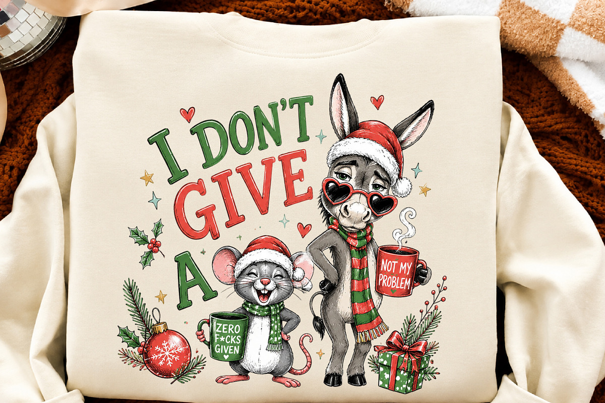 Funny Christmas Donkey PNG, a Seasonal Illustration by Craft Nest (Photo 2 of 6)