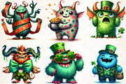 Watercolor St .Patricks Monsters Cli, an Illustration by DreamCafeArt (Thumbnail 2 of 4)
