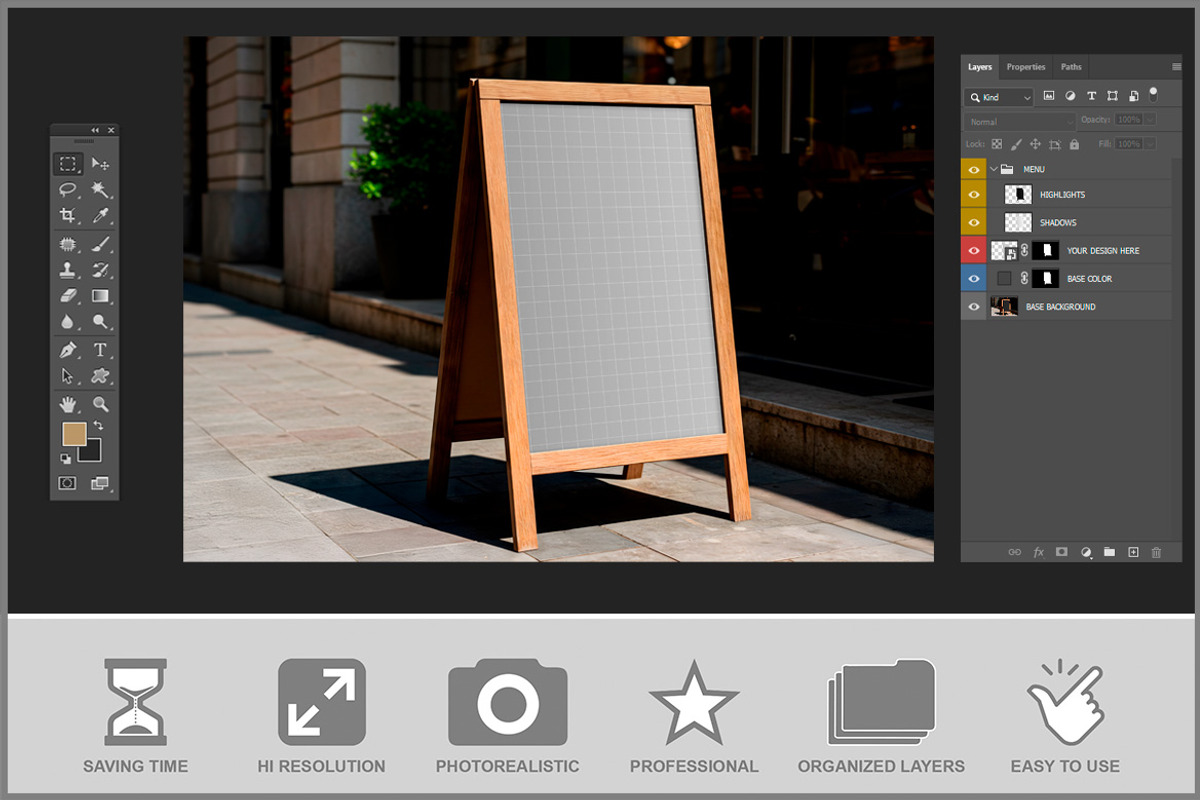 Menu Board Mockup PSD, an Advertising Mockup by Bruno's Shop (Photo 3 of 4)