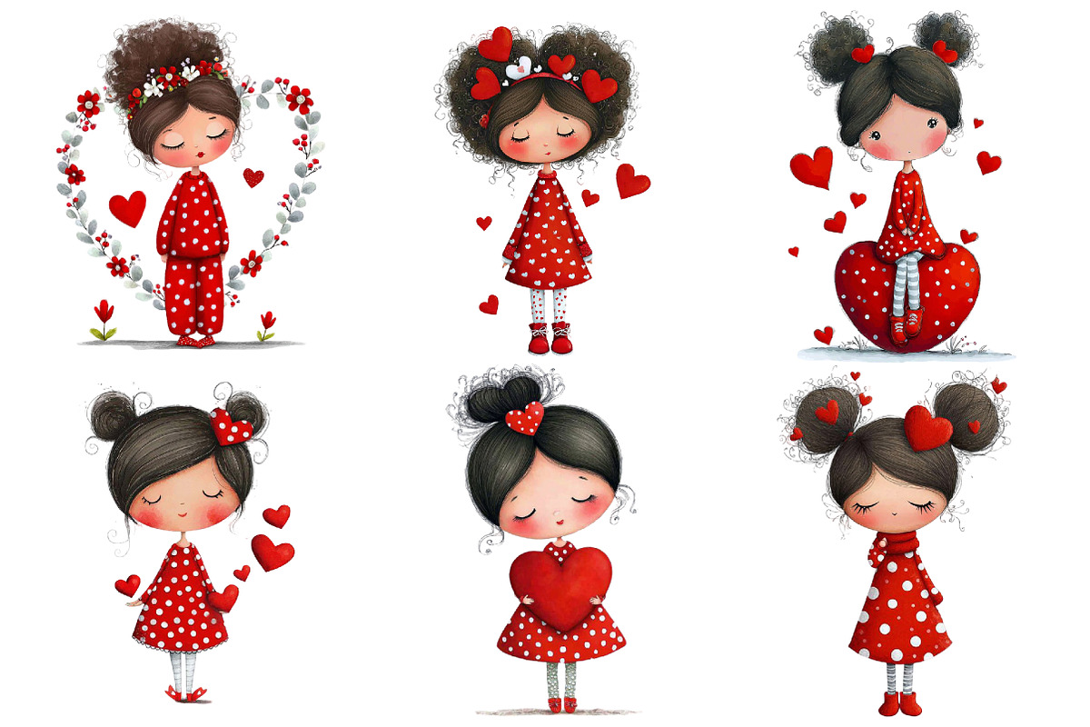 Valentine Girl Clipart, an Illustration by Pixels.Craft (Photo 4 of 5)