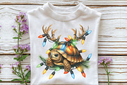 Watercolor Christmas Turtle Clipart, an Illustration by CraftArtStudio (Thumbnail 4 of 6)