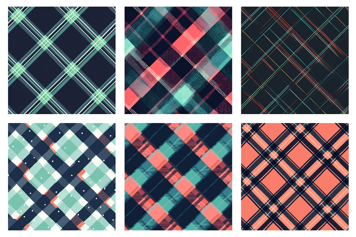 Navy & Mint Diagonal Plaid, a Texture Illustration by Dream Creation (Photo 3 of 5)