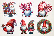 Cute Christmas Gnomes Watercolor PNG, an Illustration by RobertsArt (Thumbnail 3 of 5)
