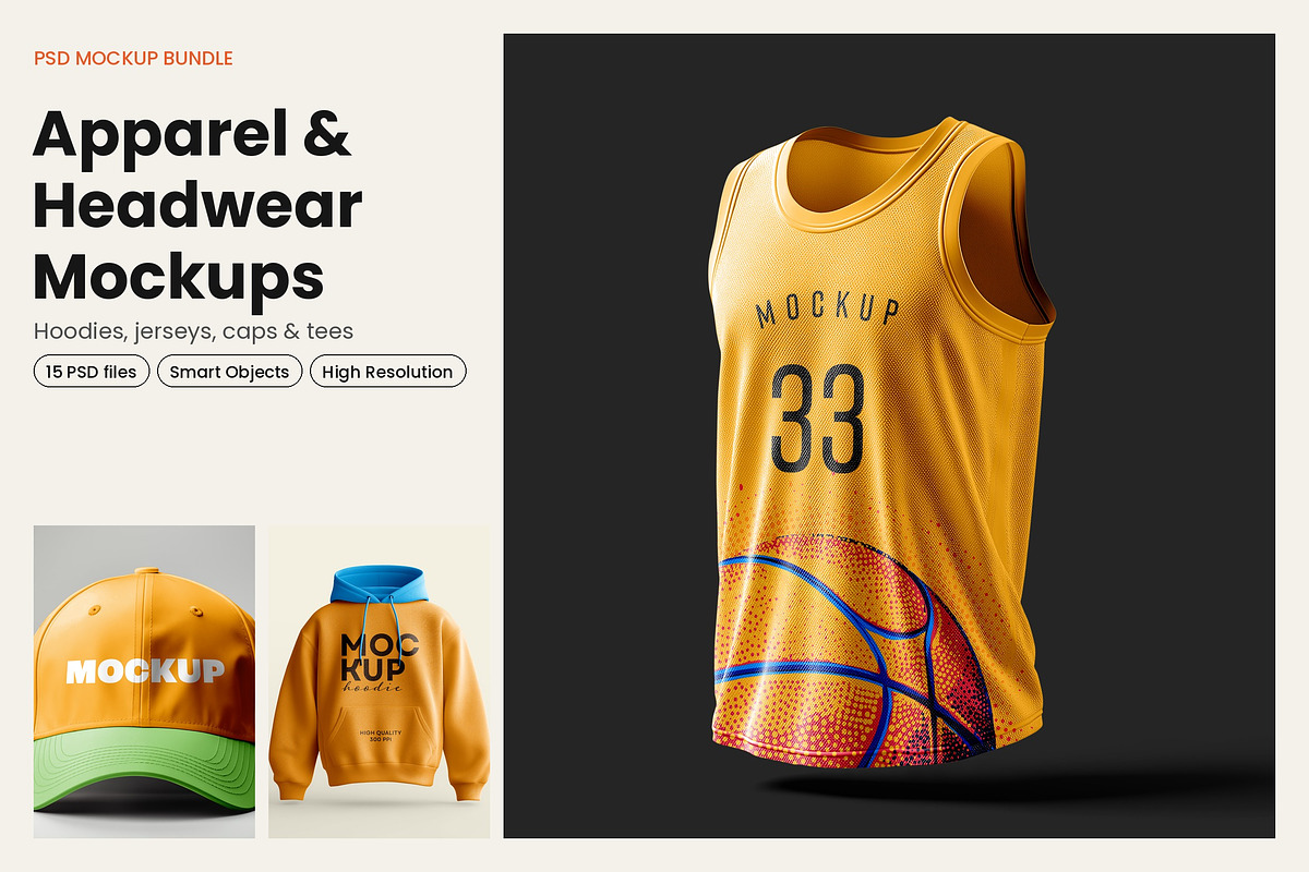 Apparel & Headwear Mockup Bundle, a Shirt Mockup by dpi (Photo 1 of 17)