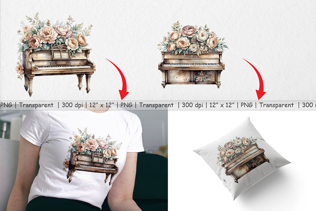Antique Piano Clipart, a Graphic by Artnoy (Photo 4 of 5)