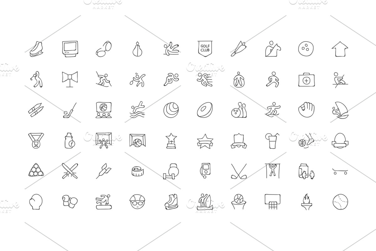 200 Sports Hand Drawn Doodle Icons preview 2