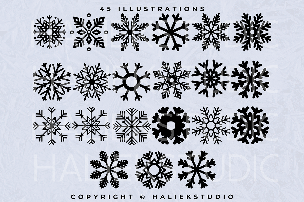 Snowflake Procreate Stamp Brushes, a Brush Add-On by HalieKStudio (Photo 3 of 9)
